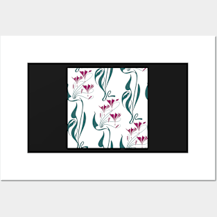 Fuschia Nouveau (variation on white) Posters and Art